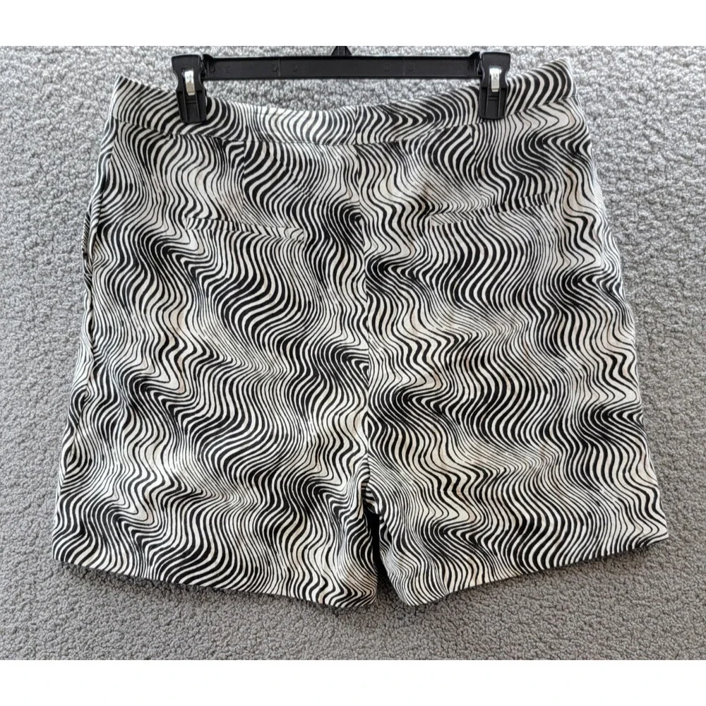 Barbour Romy Linen Blend Shorts Women's 14 Monochrome Zip Fly Hook & Bar Closure